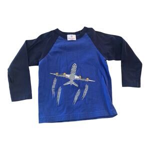 Hanna Anderson boys size 4 blue plane long sleeve shirt 100